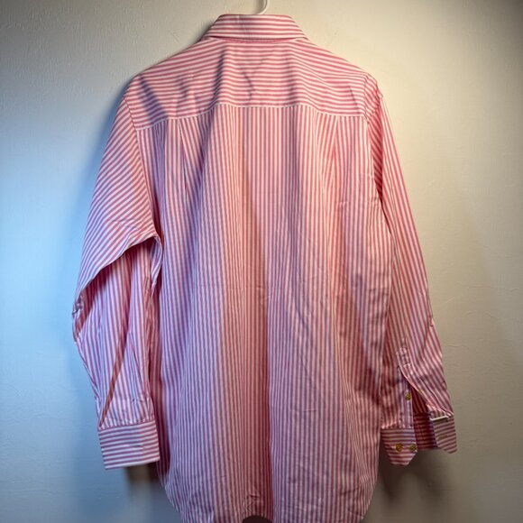 David Donahue Luxury Pink Stripe Cotton Shirt, Size M, Classic Fit - Picture 4 of 12